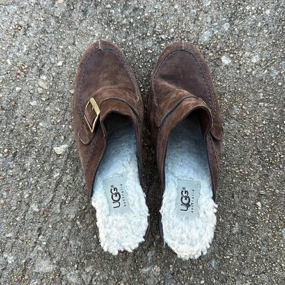 Ugg Australia Slip On Chunky Heel Buckle Suede Women’s Sz 7.5 - Picture 6 of 12